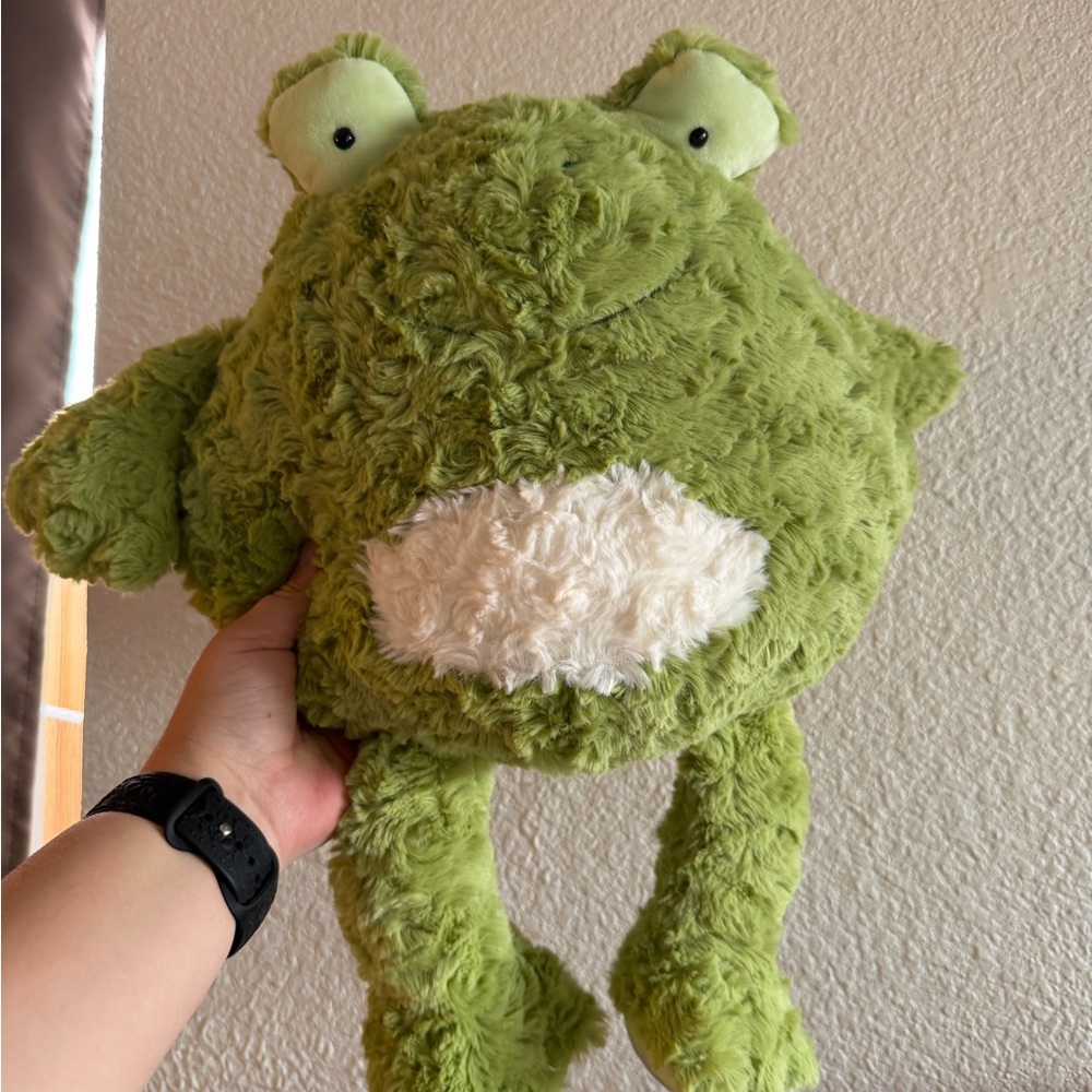 Mary Meyer Fluffy Puffernutter Frog Plush Stuffed Animal Pillow 14”